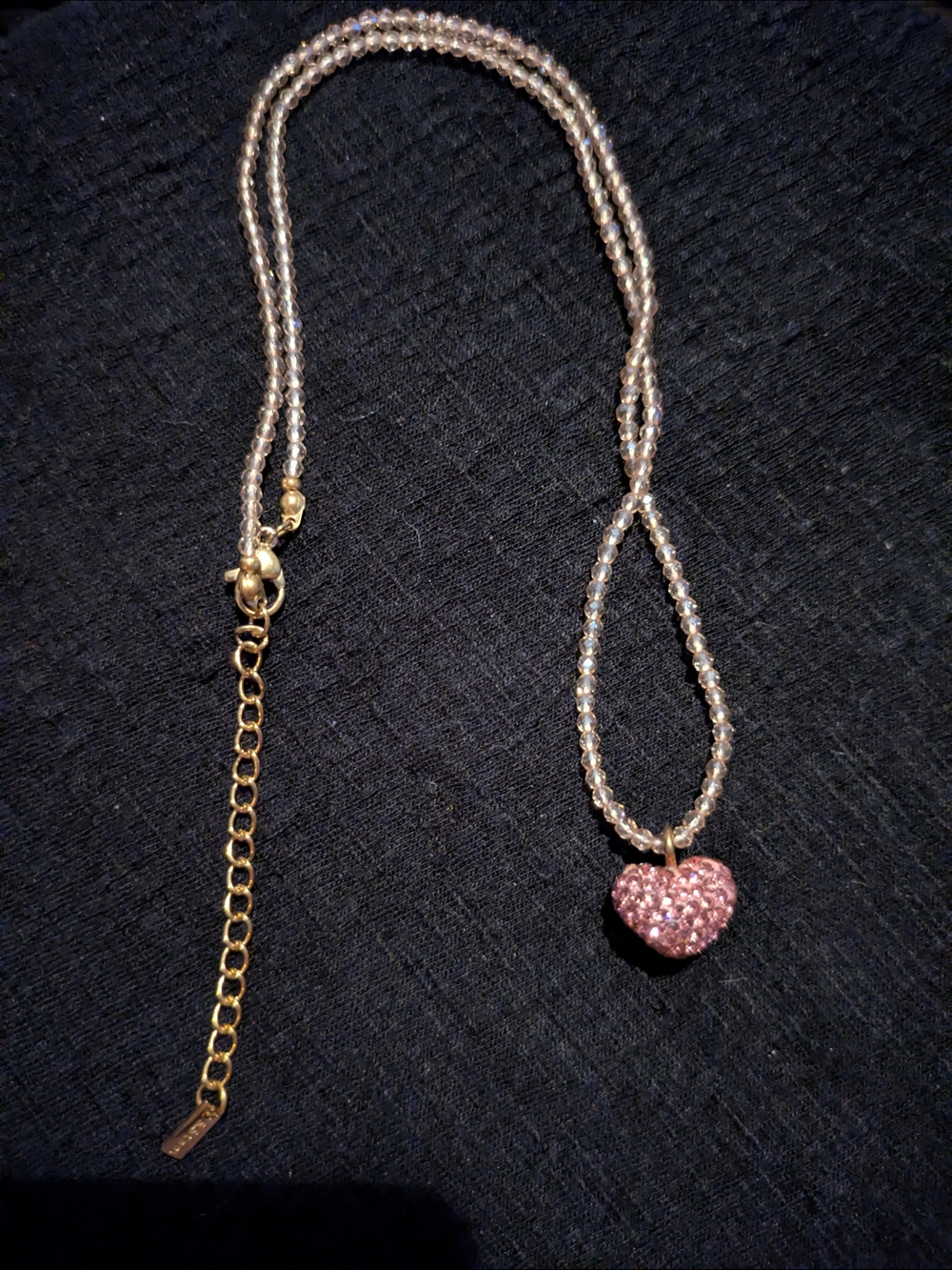 Pink Crystal Heart Pendant Necklace - Women Jewelry